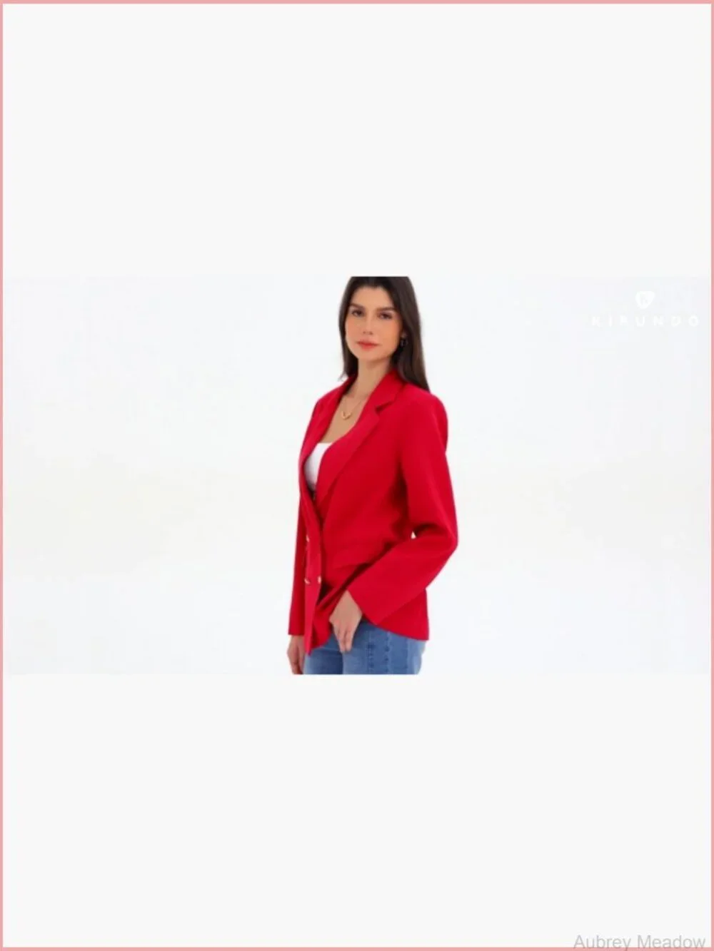 Women's Double Breasted Blazer Long Sleeve Notched Lapel Work Suit Jacket